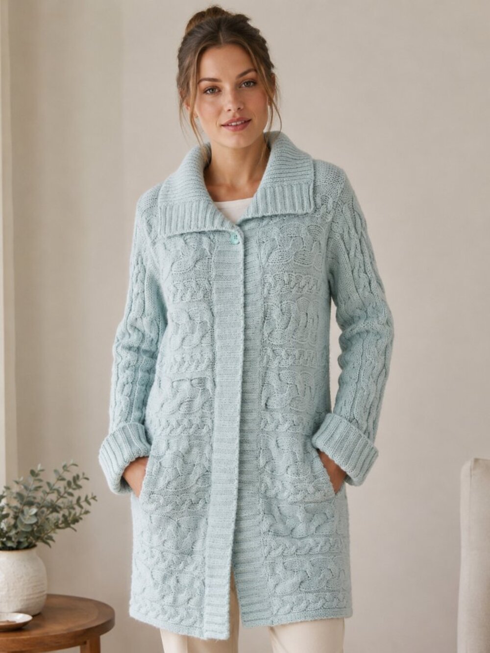 Light Blue Thick Sweater Cardigan